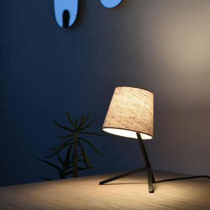 Tokyo I Table Lamp: Solid Brass or Recycled Steel with Unbleached Cotton Shade