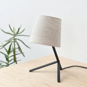 Tokyo I Table Lamp: Solid Brass or Recycled Steel with Unbleached Cotton Shade - Fluent Trends
