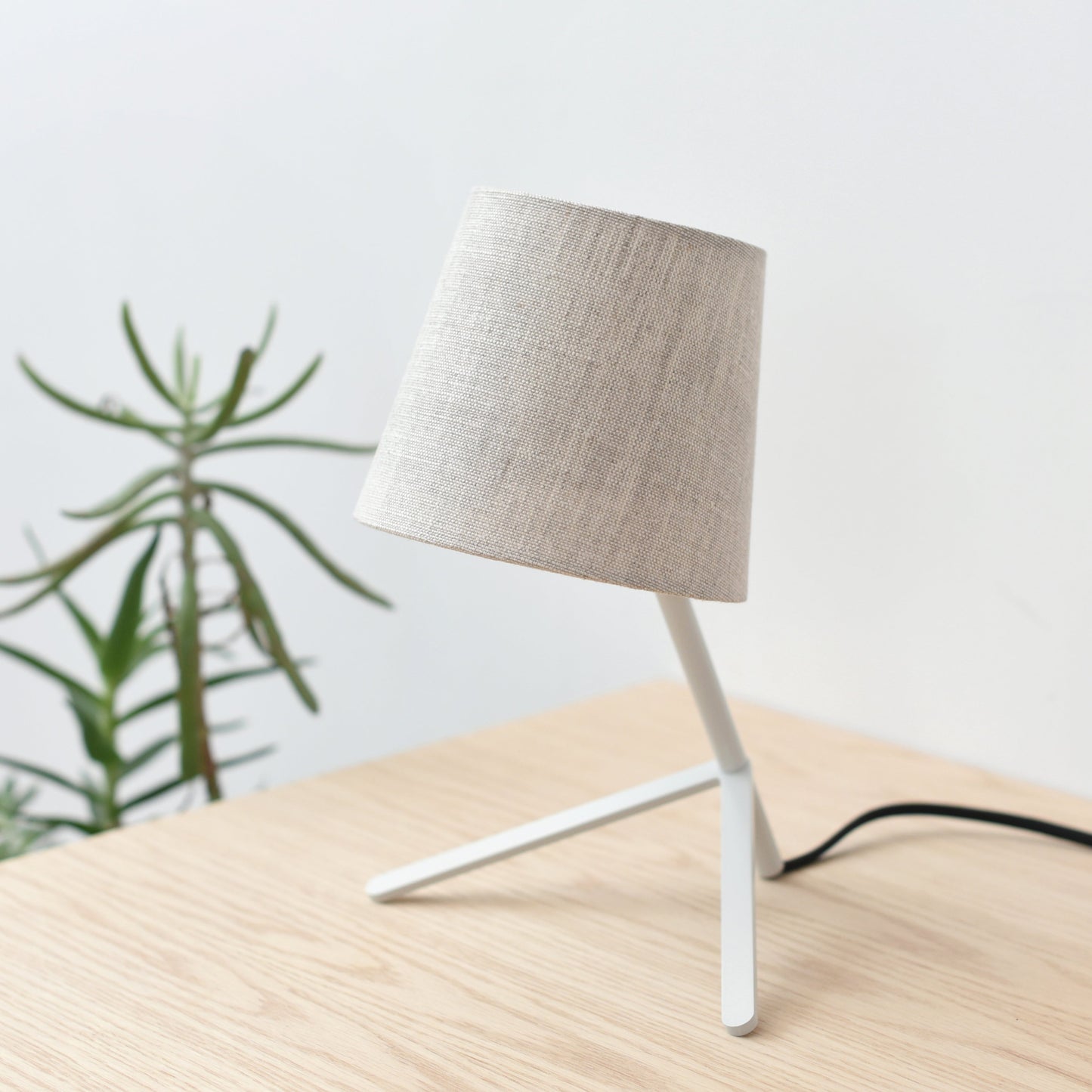 Tokyo I Table Lamp: Solid Brass or Recycled Steel with Unbleached Cotton Shade