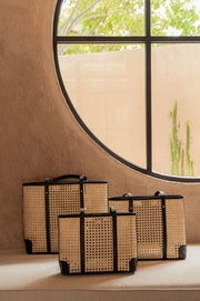 Dian Leather and Rattan Tote Bag - Fluent Trends