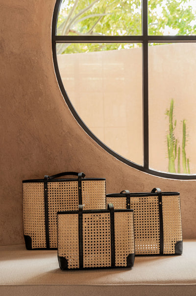 Dian Leather and Rattan Tote Bag - Fluent Trends