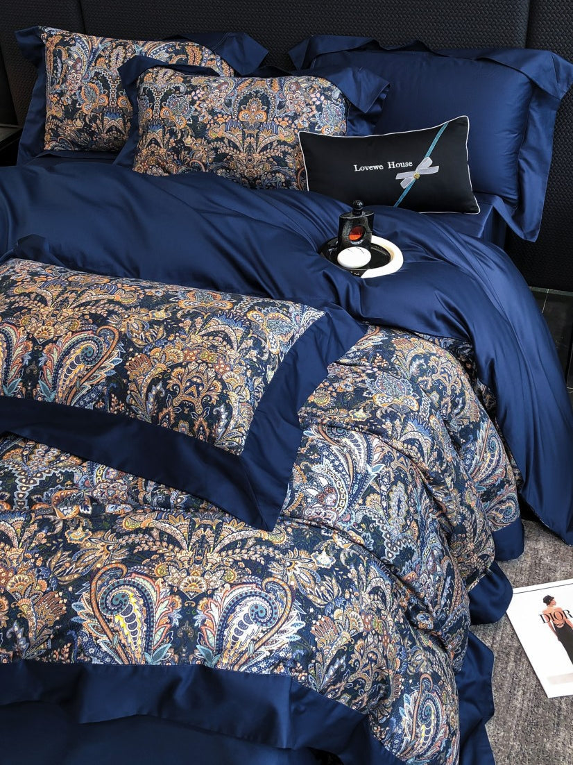 Vintage European Elegant Printed Cotton Sateen Bedding Set | 3CARATS 3CARATS