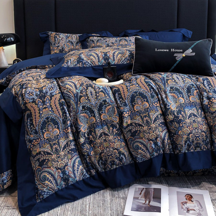Vintage European Elegant Printed Cotton Sateen Bedding Set | 3CARATS 3CARATS