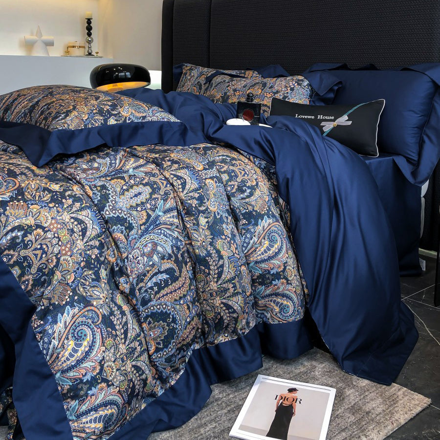 Vintage European Elegant Printed Cotton Sateen Bedding Set | 3CARATS 3CARATS