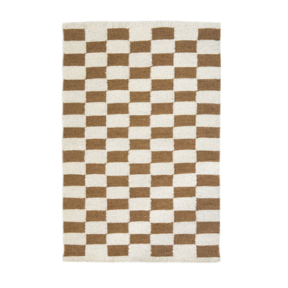 Zapotec Checkered Rug in Umber & Ivory Archive New York