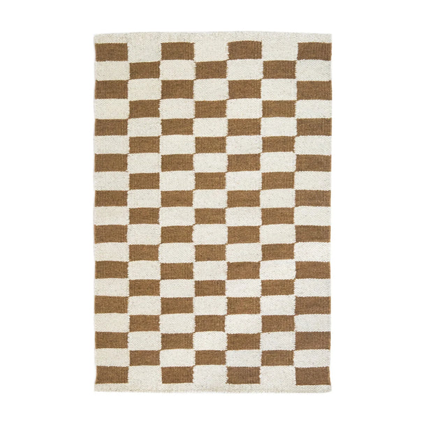 Zapotec Checkered Rug in Umber & Ivory - Fluent Trends