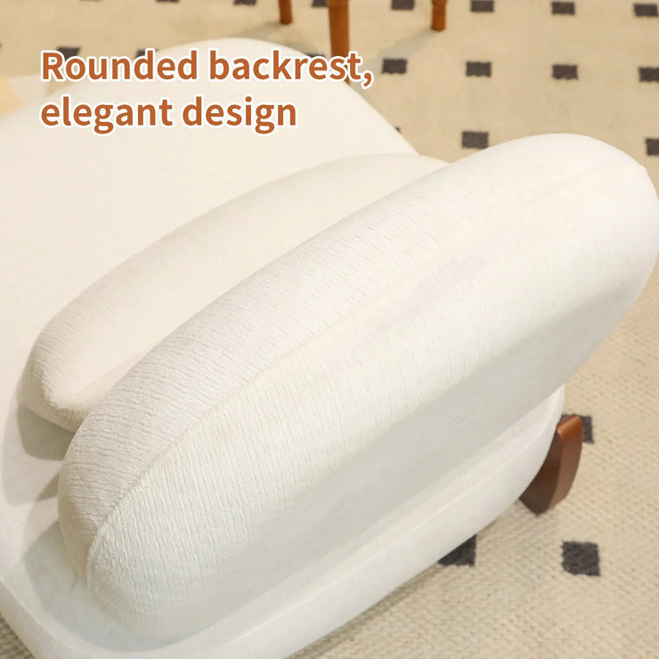 Modern White Velvet Armless Accent Chair with Solid Wood Legs - Fluent Trends