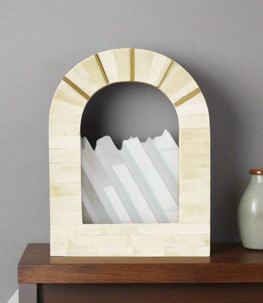 Mukhendu Arch 5x7 Cream Picture Frame - Handcrafted Bone