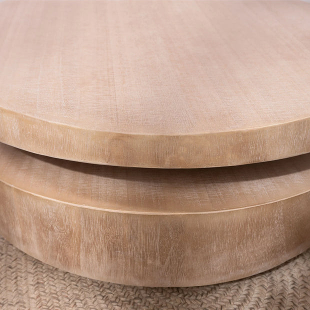 Modern Round Wood Coffee Table - 31.3" Natural Finish Accent Table - Fluent Trends