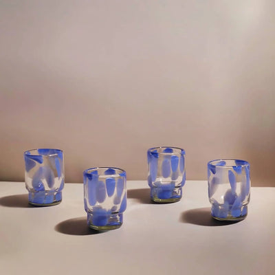 S/4 Marta Stackable Glass Blue & Clear - Fluent Trends