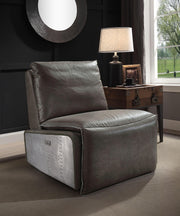 Metier Gray Top Grain Leather & Aluminum Power Motion Recliner - Fluent Trends