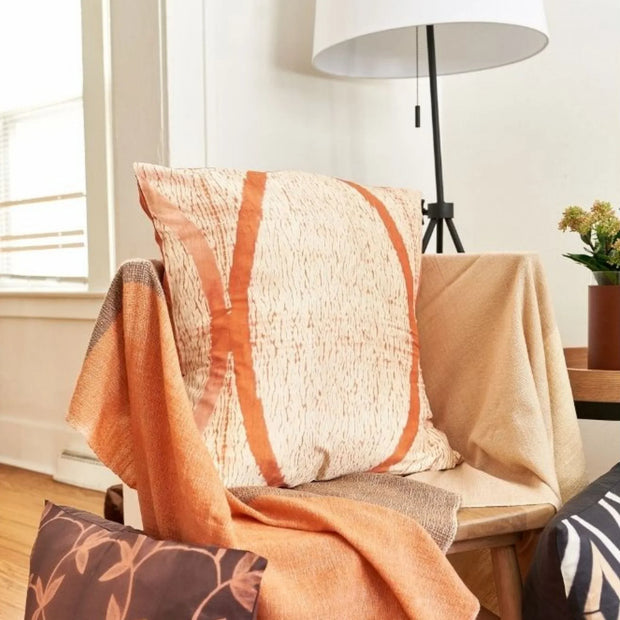 Arc Coral Hand Crafted Shibori Print Mulberry Silk Pillow - Fluent Trends