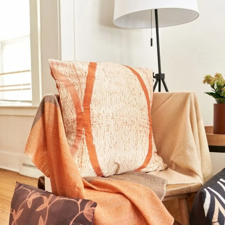 Arc Coral Hand Crafted Shibori Print Mulberry Silk Pillow - Fluent Trends