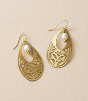 Adhya Teardrop Pearl Earrings - Gold Cutout - Fluent Trends