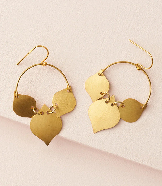 Chameli Leaf Gold Drop Earrings - Fluent Trends