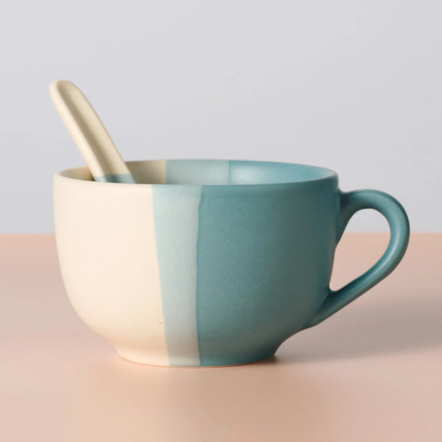 Pheeka Striped Jumbo Mug with Spoon - Fluent Trends