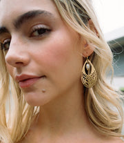 Adhya Teardrop Pearl Earrings - Gold Cutout - Fluent Trends