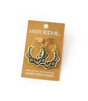 Nisha Lotus Hoop Earrings - Gold, Black - Fluent Trends