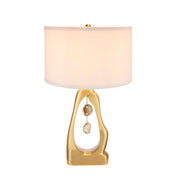 Modern Gold Geode Table Lamp with White Drum Shade & Agate Accents, 27.5" H - Fluent Trends - Fluent Trends