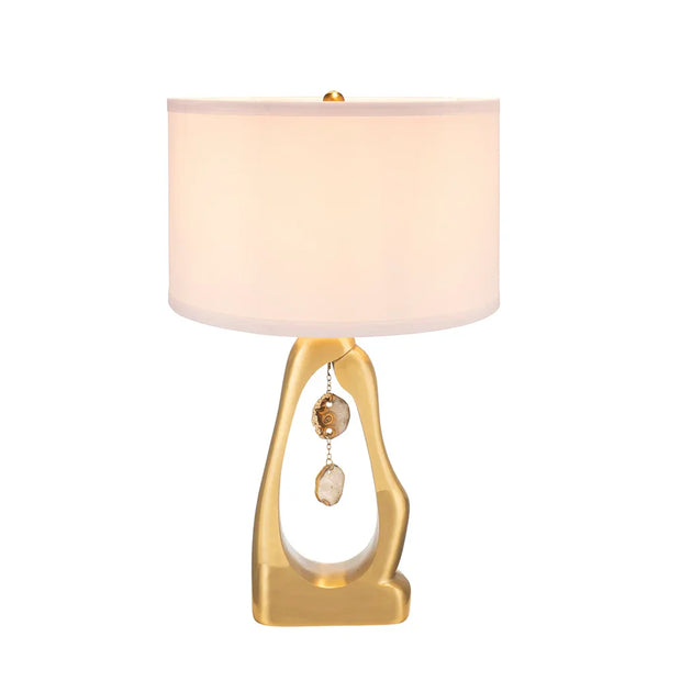 Modern Gold Geode Table Lamp with White Drum Shade & Agate Accents, 27.5" H - Fluent Trends - Fluent Trends