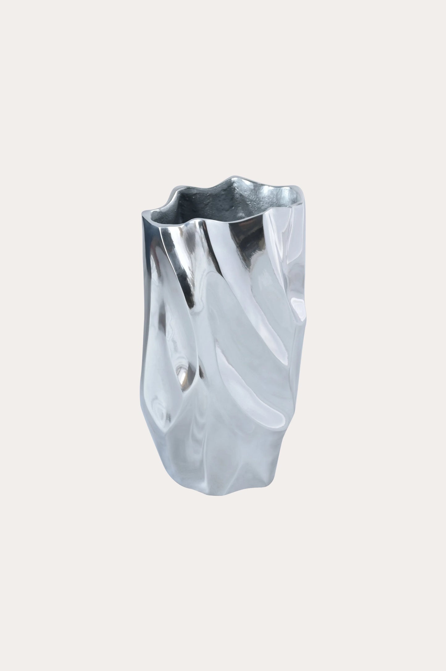 abstract-silver-aluminum-vase-with-fluid-sculptural-folds-polished-finish-cream-background