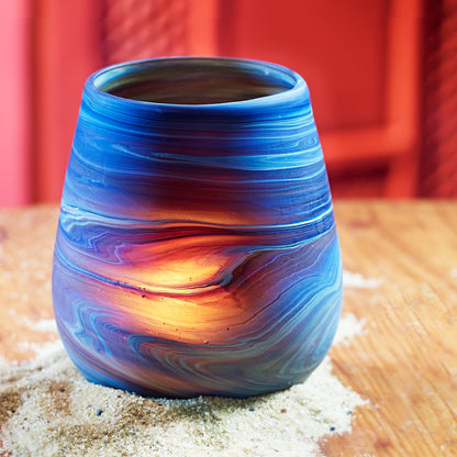 Desert Sands Phoenician Glass Votive | Candle Holder | Brown Striped