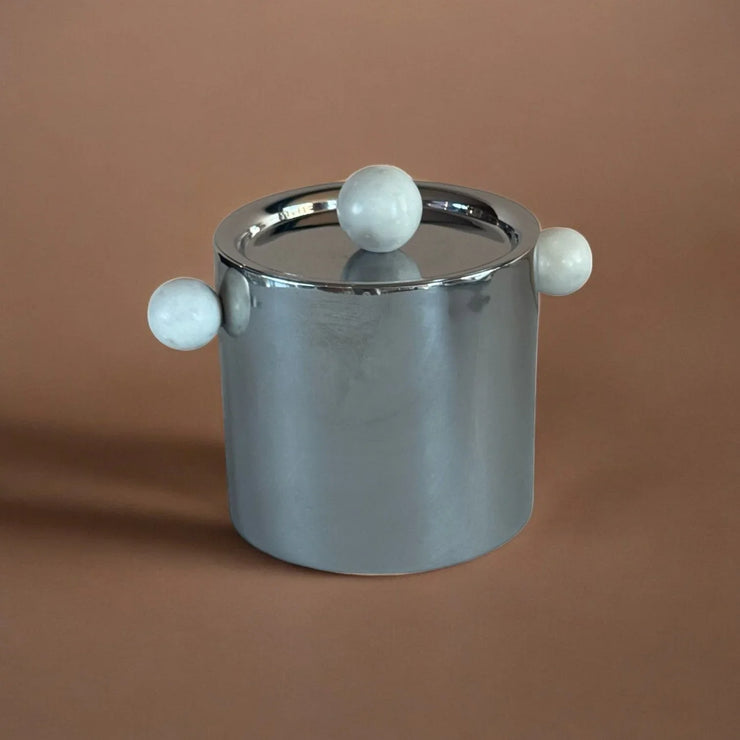 Elegant Kora Ice Bucket by MESO - Stainless Steel & Marble Barware for Sophisticated Entertaining - Fluent Trends