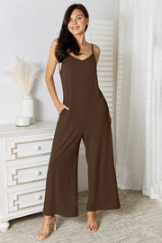 Basic Bae Full Size Spaghetti Strap V-Neck Jumpsuit - Fluent Trends