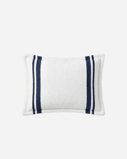 Amarena Snug Striped Sham Set in midnight navy and off white striped polyester microfiber 