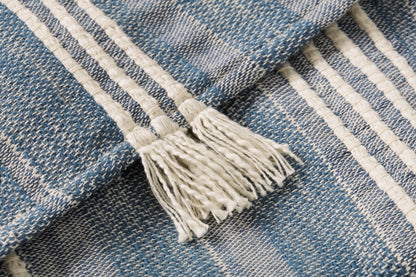 Amber Lewis x Loloi TAL0001 Blue Throw Blanket White Cliff Studio