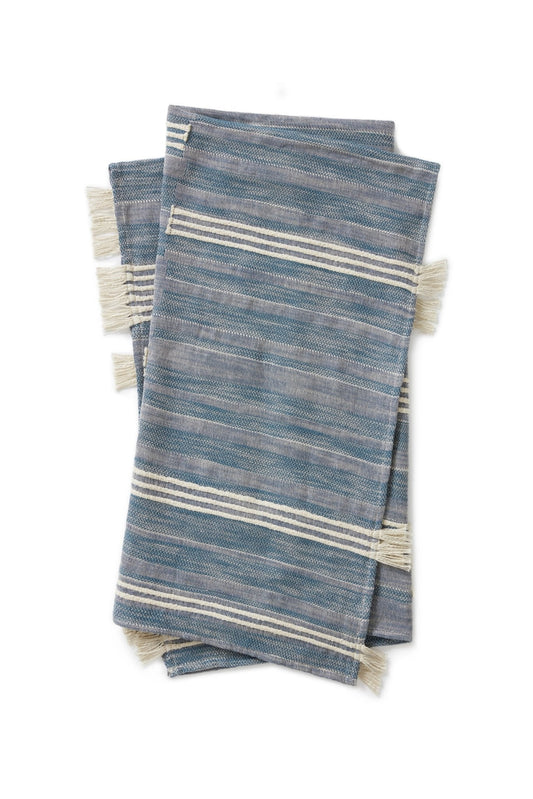 Amber Lewis x Loloi TAL0001 Blue Throw Blanket White Cliff Studio