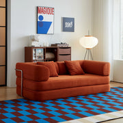 Red Corduroy 5-in-1 Modular Floor Sofa Sleeper Bed, No Assembly - Fluent Trends