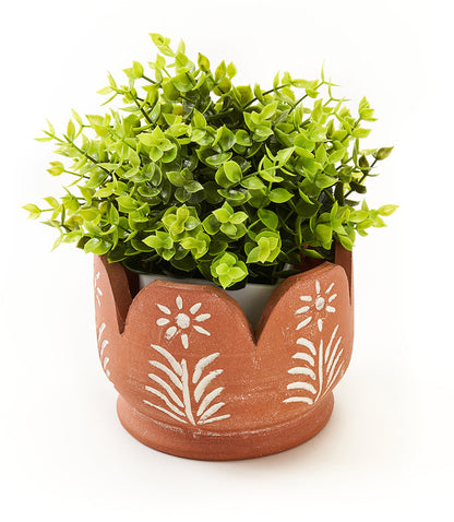 Vasanta Petals Planter with Drainage - Terracotta