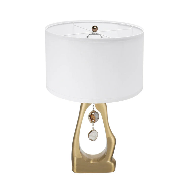 Modern Gold Geode Table Lamp with White Drum Shade & Agate Accents, 27.5" H - Fluent Trends - Fluent Trends