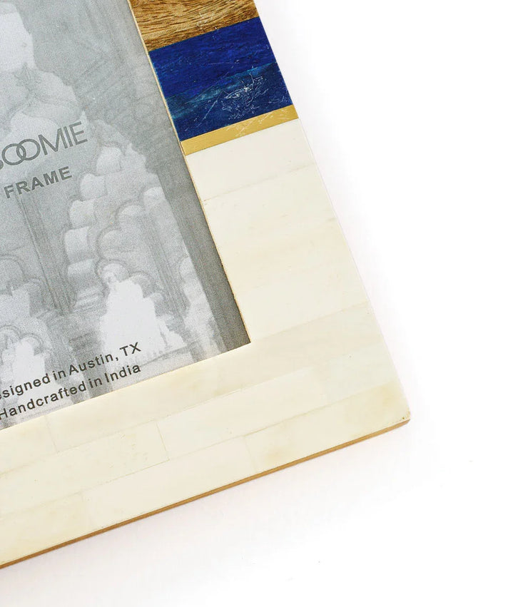 Kaveri Striped 5x7 Picture Frame - Carved Bone & Wood - Fluent Trends