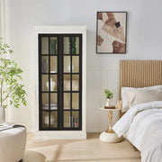 Rustic Style Display Curio Cabinet with Lattice Window Doors for Collectibles | White & Black - Fluent Trends