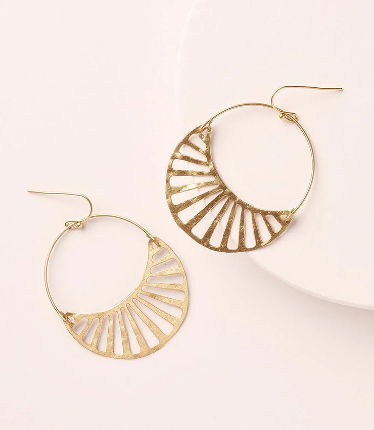 Rajani Gold Hoop Earrings - Crescent Disc - Fluent Trends