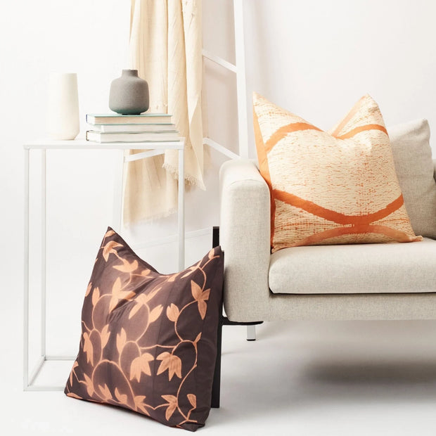 Arc Coral Hand Crafted Shibori Print Mulberry Silk Pillow - Fluent Trends