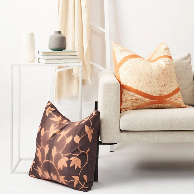 Arc Coral Hand Crafted Shibori Print Mulberry Silk Pillow - Fluent Trends