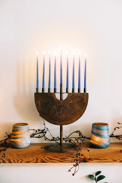 Desert Sands Phoenician Glass Votive | Candle Holder | Brown Striped