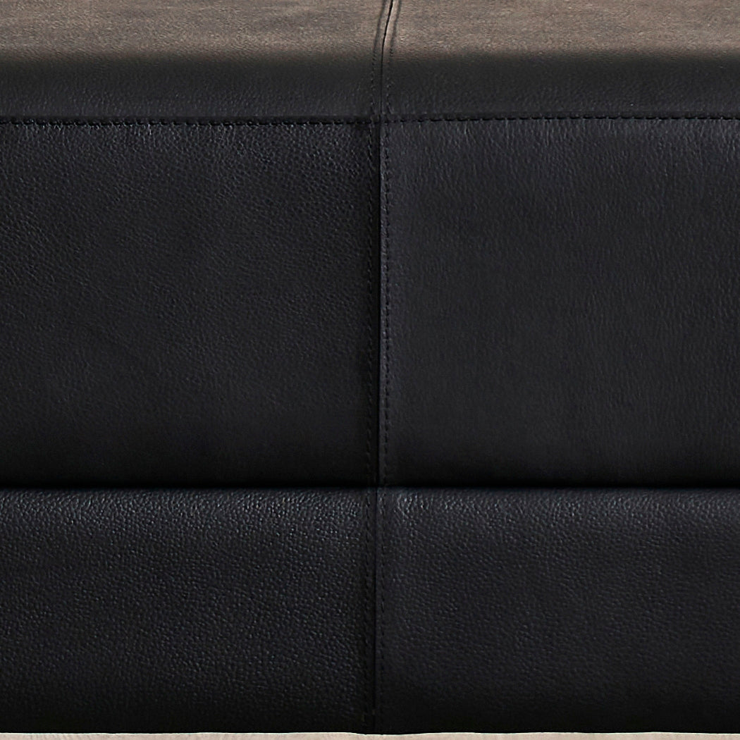 Berkeley Leather Nightstand black genuine leather surface close texture detail 