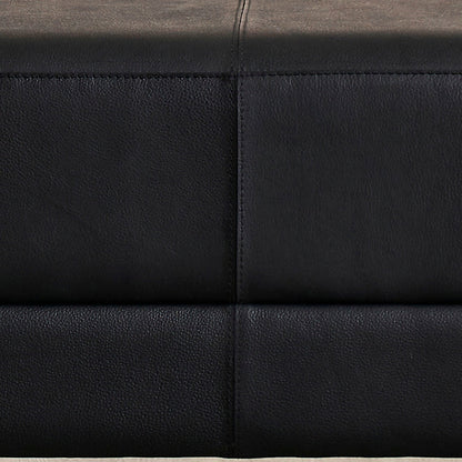Berkeley Leather Nightstand black genuine leather surface close texture detail 