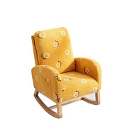 Modern Nursery Rocking Chair Mid Century Accent with Side Pocket Mustard Boucle Upholstered High Back - Fluent Trends