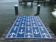 Anchor Blue & White Outdoor Mat / Rug - Fluent Trends