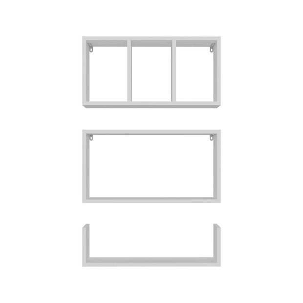 Modern Wall Mounted Floating Shelves, Set of 3 Rectangular Display Racks - Fluent Trends