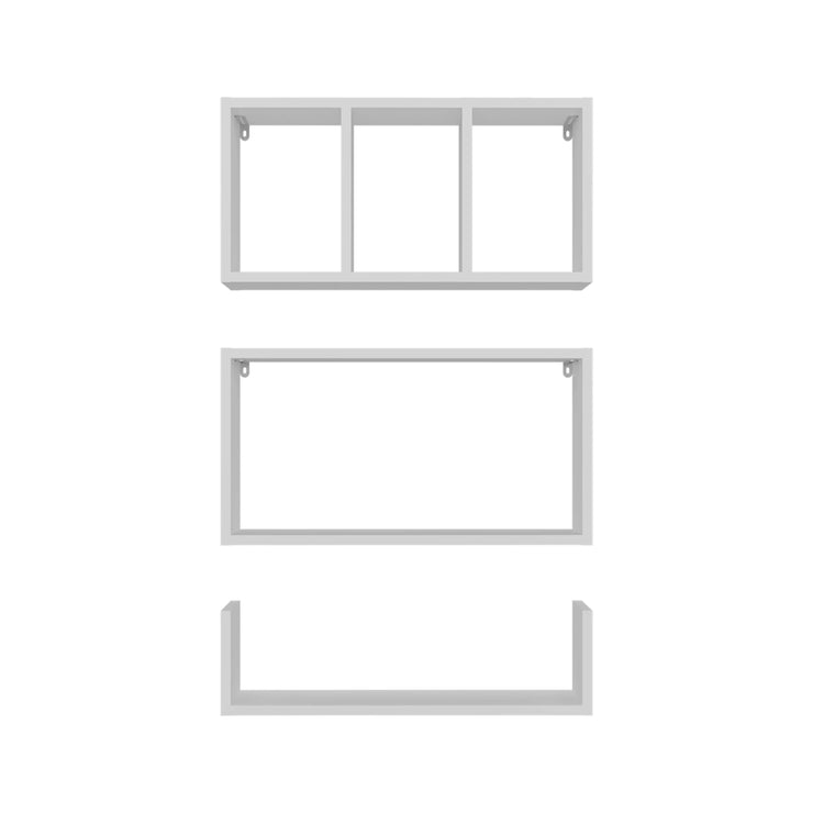 Modern Wall Mounted Floating Shelves, Set of 3 Rectangular Display Racks - Fluent Trends