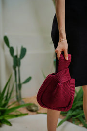 Mackenzie Knit Clutch in Maroon - Fluent Trends