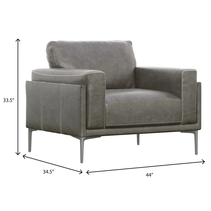 Charcoal Gray Leather Chair - Fluent Trends