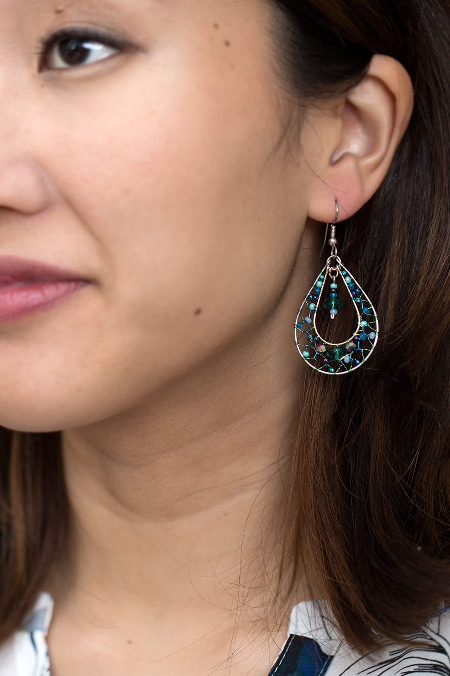 Deep Sea Irridescent Glass Earrings