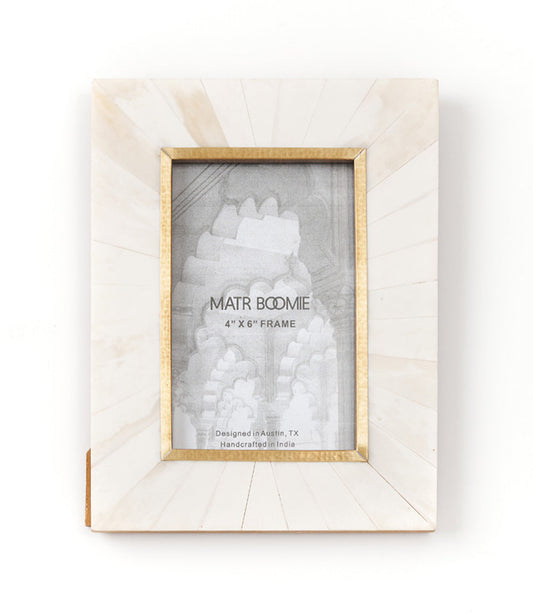 Mukhendu 4x6 Picture Frame - Bone, Brass Inlay